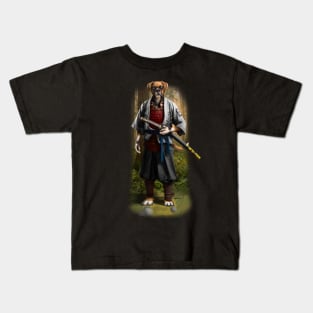 Exclusive Hand Drawn Samurai Dog | Samurai Collection Item-4 (Dog) | by Rendigart Studio Kids T-Shirt